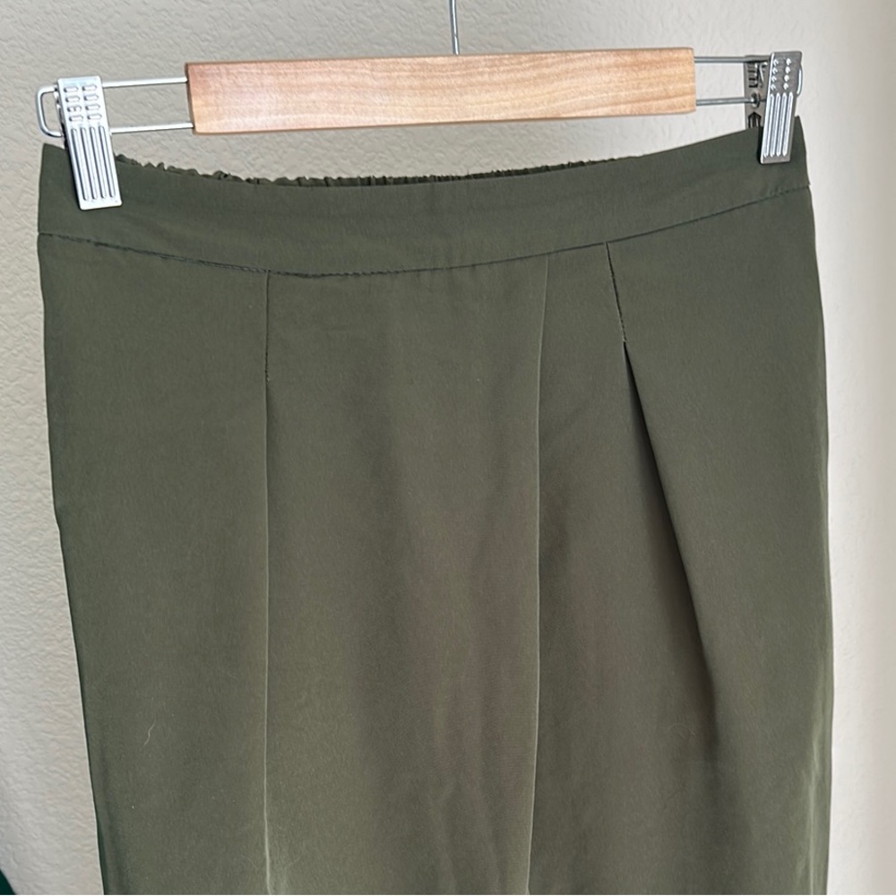 Olive Green Pleated Trousers